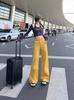 Jeans Versátil Simples de Perna Larga Estilo Americano para Mulheres 2025 Primavera e Verão Novo Solto Caimento Emagrecedor Calça Reta
