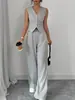 2026 Conjunto de Moda Europeia e Americana para Mulheres, Colete e Gilet, Elegante, para o Trabalho, Casual, Calça Longa, Direto da Fábrica