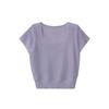 Evertrue 2024 Verano Estilo K Nuevo Color Puro Camiseta Mujer Holgada Manga Corta Lino Cuello Cuadrado Top 65308