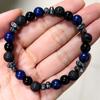Pulsera de Cuentas Transfronteriza Malaquita Piedra Vesícula Biliar Negra Piedra Ojo de Tigre Piedra Volcánica Piedra Ojo de Tigre Pulsera de 8mm para Hombre