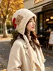 Gorro tejido a mano con trenzas cálido para otoño e invierno, nuevo diseño de moda con retazos, borla, estilo retro rojo coreano, gorro protector para las orejas
