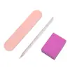 En stock pelo liso usar paquete de material para uñas herramientas al por mayor lima de viruta de madera palo de cristal kit de manicura bloque de tofu