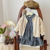 Ningli girls' estilo ocidental terno saia outono novo camisola de malha cardigan vestido floral das crianças na moda terno de duas peças