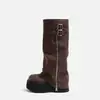 Botas de Caña Alta Dulces y Frescas de Hong Kong para Mujer 2025 Otoño Nuevo Estilo por Encima de la Rodilla Suela Gruesa Pequeña Botas que Aumentan la Altura Estilo Británico