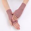20 guantes cortos de moda largos gruesos a rayas otoño e invierno nuevos para mujer de lana tejida sin dedos manga de brazo manga de muñeca