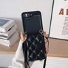 Adecuado para Samsung Flip5, funda de teléfono Flip 4, funda de cuero de moda, bandolera a cuadros, FLIP3, plegable, protección para máquina, nuevo