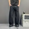 Calça jeans cor turquesa, unissex, coleção de outono, marca moderna estilo americano, retrô, corte solto, cintura alta, perna reta, calça casual, disponível em estilos para casais