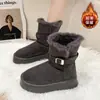 Botas de Nieve Grises de Suela Gruesa para Mujer 2026 Invierno Nuevas de Suela Gruesa que Aumentan la Altura con Felpa Adicional Engrosadas Botas Largas Cálidas Zapatos de Algodón para Nieve
