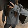 Camiseta Feminina de Fábrica Versão Grande Espessada Solta de Manga Longa Outono e Inverno Cor Lisa Preguiçosa Top Versátil Casual Camisa Base