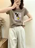 Camiseta de Algodão Canelado 220g Shisanxing Guangzhou para Mulheres, Direto da Fábrica, Corte Justo, Gola Redonda, Manga Curta, Verão, Venda Direta no Atacado