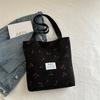 Bolso Tote de Pana Acolchado con Estampado de Lazo 2025 Verano Nueva Tendencia de Moda Versátil Gran Capacidad Bolso de Hombro