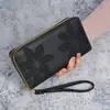 Carteira feminina antiga com zíper duplo, grande capacidade, casual, longa, nova, bolsa para celular, porta-moedas, bolsa para cartão, multicamadas