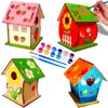Casa de pájaros de madera transfronteriza sin terminar DIY cabina de ensamblaje de casa de pájaros pintura de cabina para grafitis al por mayor de productos de fábrica de casas de pájaros