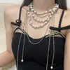 Exagerado Collar Largo con Borlas de Perlas Multicapa Europeo y Americano Deseo Puro Sexy Spice Girls Sentido Avanzado Cadena de Clavícula de Nicho Moderno