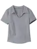 Polo de yoga para mujer, manga corta, ligero, secado rápido, alta elasticidad, adecuado para entrenamiento de Pilates, efecto adelgazante, camiseta deportiva