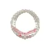 "Flor de Pessegueiro Refletindo Água" Novo Estilo Chinês Pulseira de Duplo Círculo com Contas de Concha e Quartzo Rosa Pulseira de Contas com Flor de Cola Vermelha de Temperamento Exquisito e Gentil