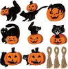 24 Piezas Calabaza Gato Halloween Decoraciones de Madera Adornos Colgantes de Halloween Decoraciones para el Hogar Festivas