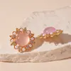Pendientes Metálicos de Estilo Geométrico con Flor Europea y Americana Transfronterizos, Lujo Ligero, Sentido de Alta Gama, Pendientes de Personalidad, Pendientes de Diseño de Nicho para Mujer