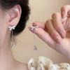 Hermosos aretes de gota de agua con borla de lazo, diseño de nicho, sentido avanzado, aretes de tuerca, aretes para orejas no perforadas, clip para oreja de espiral de mosquito
