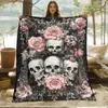 Manta de franela de Amazon bestseller transfronteriza con diseños de calabaza y calavera para Halloween, Navidad y Acción de Gracias