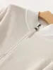 Nova Jaqueta de Outono para o Trabalho com Zíper Duplo, Gola Alta, Modeladora, Versátil, com Fio Dourado e Prateado, Cardigan de Tricô Estilo Baseball, Roupa Externa
