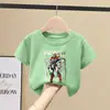 Camiseta de Algodão Puro de Manga Curta para Meninos, Solta e Versátil, Estilo Verão para Meninos Mais Velhos, Tops de Verão da Moda para Crianças