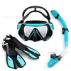 Máscara de Buceo Deportiva para Exteriores, Tubo de Respiración, Aletas Ajustables, Juego de Tres Piezas, Set de Snorkel, Gafas de Buceo
