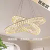 [Transfronteiriço] Luminária de Sala de Jantar Redonda Estilo Levemente Luxuoso, Iluminação Minimalista para Hall Principal de Alto Padrão, Luminária Levemente Luxuosa com Estilo Italiano, Lustre de Cristal para Sala de Estar
