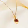 Collar de Zorro Rojo Transfronterizo para Mujer, Galvanizado, No se Desvanece, Cadena de Clavícula de Gama Alta con Colgante de Granate, Mismo Estilo que las Celebridades de Internet