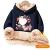 Moletom com Capuz Liso de Mistura de Algodão e Lã de Cordeiro, Forrado com Fleece, Sem Bolsos, Caimento Solto