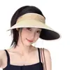 Nuevo sombrero de sol de ala ancha y copa abierta para mujer, sombrero de paja con recubrimiento negro de verano que hace que la cara se vea más pequeña, sombrero de sol versátil para salidas