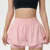 Shorts Esportivos de Seda Gelada Personalizados para Mulheres, Novo Estilo de Verão, Design Dois em Um, Anti-Exposição, Calças de Yoga Respiráveis para Fitness e Corrida