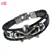 Ventas Directas de Fábrica de Joyería de Exportación Europea y Americana: Pulsera de Cuero Trenzado para Hombre con Cabeza de Calavera y Accesorios de Cuero Genuino