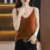 Roupa íntima para blusas feminina regata camisola camada base nova 2025 gola V malha tricotada transfronteiriça sem mangas sexy solta primavera outono