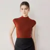 Lavable a máquinaHilo Yangzi alemán Lana Merino Cuello redondo Sin mangas Versátil Top de punto para mujer