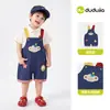 [100% Algodão Puro] Macacão Curto para Bebê Dudu, Calça Fresca de Verão para Meninos, Roupa de Verão para Meninas
