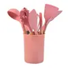Conjunto de Utensílios de Cozinha de Silicone com Cabo de Madeira Atacado do Fabricante Conjunto de 12 Peças Espátula de Silicone Espátula Vazada Concha Colher de Cozinha Espátula Utensílios de Cozinha