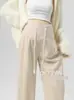 Pantalones de maternidad estilo primavera y otoño se pueden usar afuera después del parto invierno con felpa adicional sueltos casuales con cordón pierna recta pierna ancha pantalón largo de arroz glutinoso
