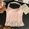 Ropa interior con cuello colgante de encaje sexy sin espalda para mujer, chaleco pequeño de Spice Girl, top corto con tirantes y almohadilla para el pecho
