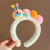 Faixa de cabeça de pelúcia fofa de desenho animado para lavar o rosto de mulheres, acessório de cabelo para outono e inverno, faixa de cabeça de coroa alta, antiderrapante, grampo de cabelo que não cai