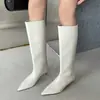 Botas Altas de Punta Afilada de Moda para Mujer Invierno 2026 Nuevo Estilo Tacón de Aguja Tacón Medio Sexy Versátil Adelgazantes Botas Altas