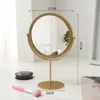 Luxo leve, espelho de maquiagem de mesa moderno, espelho de penteadeira de pernas altas, espelho redondo de alta definição, espelho de beleza, espelho pequeno para quartos de dormitório