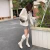 Botas de nieve altas de piel gruesa, suaves y glutinosas, de invierno 2022, con punta redonda, de piel de vaca, cálidas, de lana, para caballero, para mujer