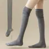 Calcetines de Otoño e Invierno para Mujer, Color Sólido, Estilo Universitario, Calcetines Largos Hasta el Muslo, Tubo Alto de Algodón, Calcetines JK hasta la Rodilla, Versátiles y Modernos