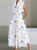 Vestido Feminino Moda Europeia e Americana Transfronteiriço Estampado Gola V Tendência de Rua Elegante Nobre Tamanho Plus