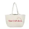 Bolso de Lona para Mujer 2026 Otoño Nuevo Gran Capacidad Estampado de Letras Bolso de Hombro Tote Bolso de Compras Rayado por Ambos Lados