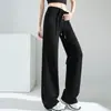 Foto Real de Pantalones de Chándal Acampanados para Mujer 2025 Otoño de Cintura Alta Pierna Ancha de Campana Casual Pierna Recta de Largo Completo Pantalones de Chándal de Yoga