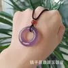 Colgante de anillo de paz de calcedonia para hombres y mujeres, anillo de jade de ágata rojo y verde, colgante de anillo con hebilla de paz en forma de dona, accesorio para DIY