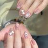 Uñas Portátiles Puras Hechas a Mano, de Gama Alta, Deslumbrantes Hielo-Transparente Ojo de Gato Diamantes Triturados, Lujo Ligero, Puro Deseo, Manicura Dulce y Fresca, Uñas Postizas Removibles