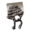 Chapéu de Pelo de Coelho Genuíno para Mulheres no Outono e Inverno Chapéu de Pelo Peludo Acolchoado à Prova de Frio e Quente Proteção para as Orelhas Touca de Lã Tricotada